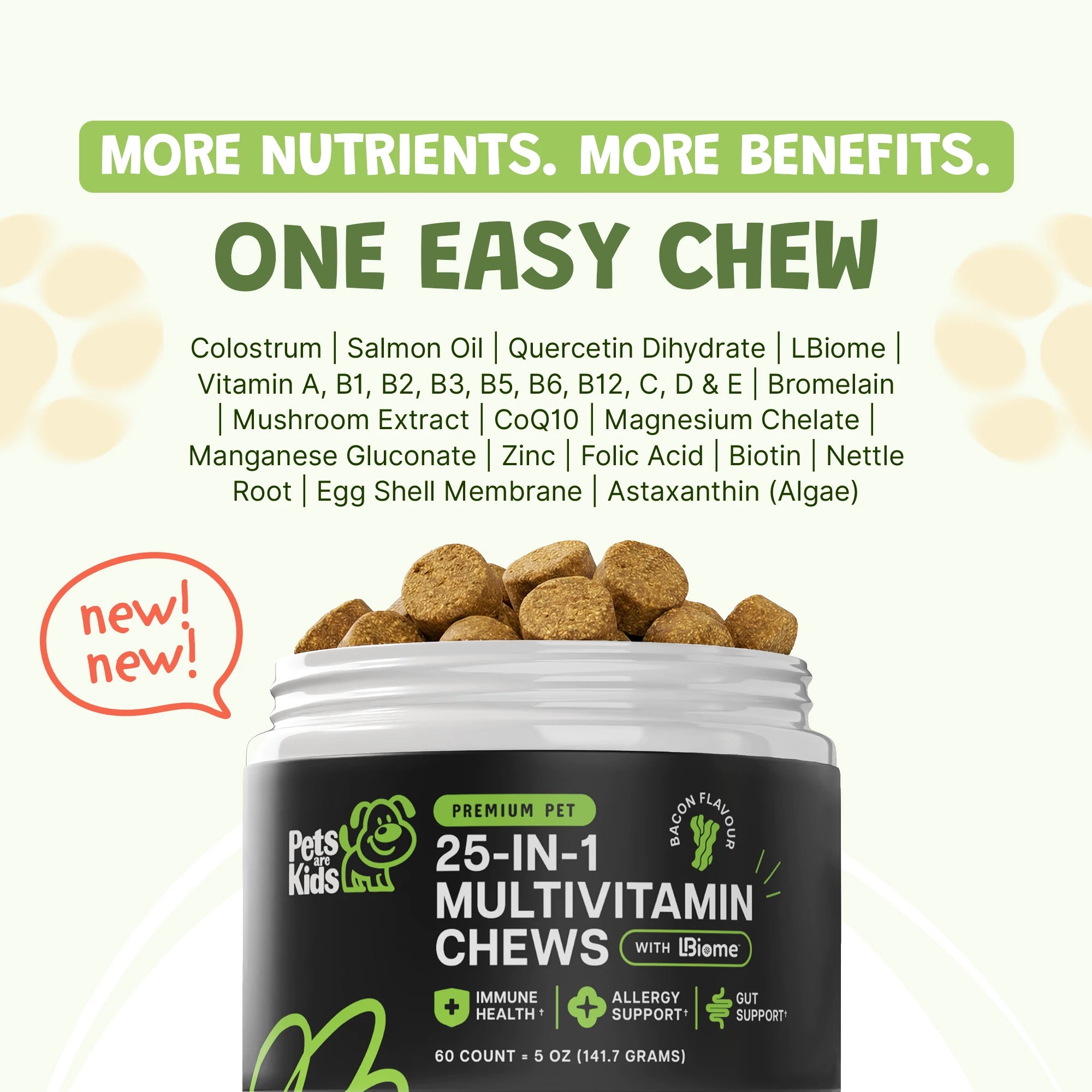 Dog chew product recommendation chart for different dog sizes